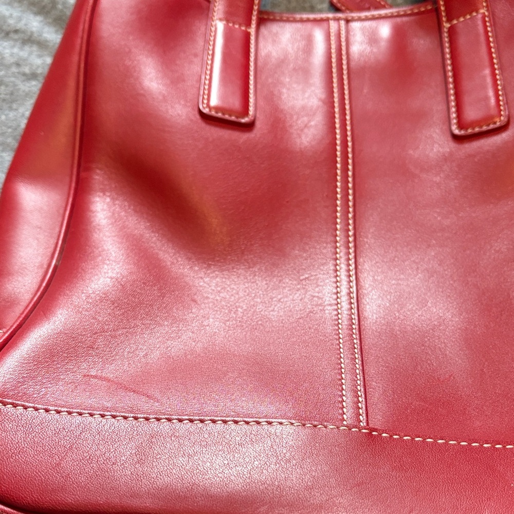 Coach Red Leather Tote Bag - Picture 2 of 16